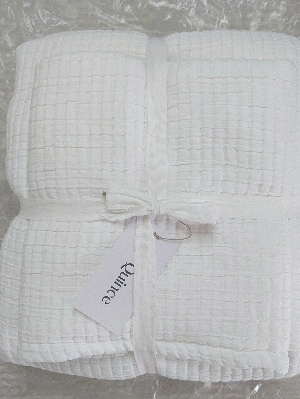NWT! Quince Organic Cotton White Ribbed Coverlet & 1 Sham! Twin (631)